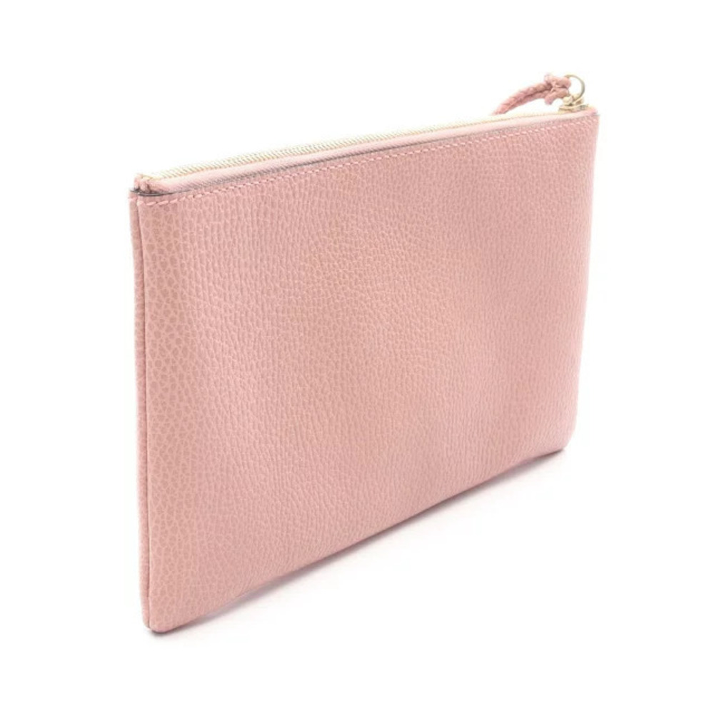 Gucci Shoulder Leather Bag 2way Clutch Pink Bamboo - Picture 1 of 5